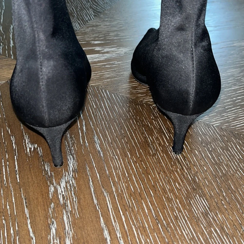 Tony Bianco black satin sock ankle bootie Size 6